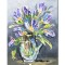 Tablou 3D cu flori multicolore pictat manual, 40x30cm acril pe panza in cutit, Kenny Varniote