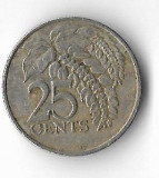 Moneda 25 cents 1980 - Trinidad Tobago, America Centrala si de Sud