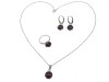 Set Argint 925 Coroana cu Perle Cultura Negre, Cercei, Inel Reglabil, Pandantiv cu Lantisor, 8mm