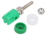 Soclu banană verde 4mm 15A 48VDC pe panou, CLIFF