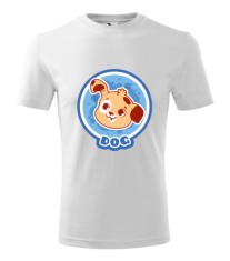 Tricou Personalizat Alb cu Catelus Zambitor , Design Amuzant pentru Barbati