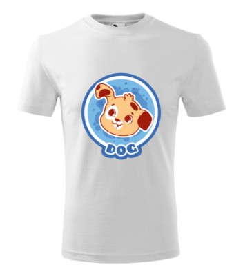 Tricou Personalizat Alb cu Catelus Zambitor , Design Amuzant pentru Barbati foto
