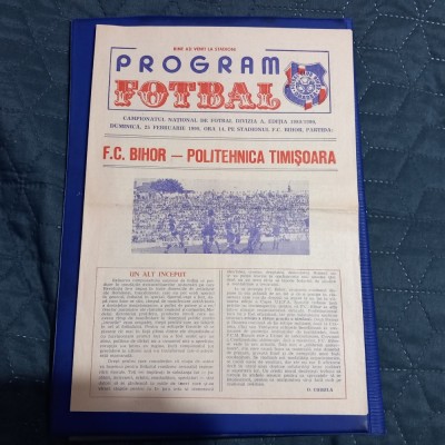Program F C Bihor - Poli Timisoara foto