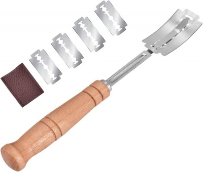 Cutit de paine + 5 lame Jormftte, inox/lemn, protector lama, 18.5cm foto