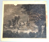 Thomas Hearne "A Village Church" gravura veche 1774