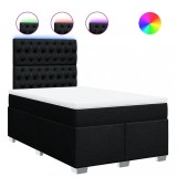 Cumpara ieftin Pat box spring cu saltea, negru, 120x190 cm, catifea