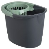 Găleată ovală pentru mop cu storcator, 15L, Neagră cu Menta, CMCLASS