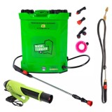 Cumpara ieftin Set Pompa de stropit cu acumulator Micul Fermier 16L + Atomizor + Lance telescopica stropit pomi 2.7m, vermorel electric