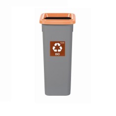 Cos Plastic Reciclare Selectiva, Capacitate 75l, Plafor Fit - Gri Cu Capac Maro - Bio foto