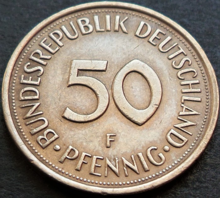 Moneda 50 PFENNIG - RF GERMANIA, anul 1978 * cod 747 - Litera F