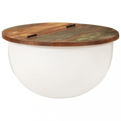 Gossi masuta de cafea, alb, 50x27 cm, lemn masiv reciclat foto