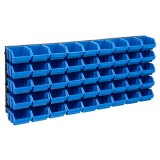 Cumpara ieftin Set cutii depozitare, 48 piese, panouri perete, albastru&amp;negru