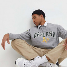 New Era bluza barbati, culoarea gri, melanj, OAKLAND ATHLETICS