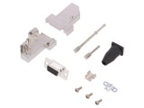 Conector D-Sub 9 PIN Mamă Lipire pe Cablu Negru Kit Complet