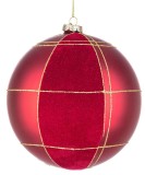 Cumpara ieftin Set 6 globuri brad Craciun sticla catifea rosie sclipici auriu Velvety &Oslash; 15 cm