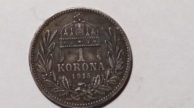 MONEDA ARGINT 1 KORONA 1915 UNGARIA foto