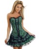 D87-12 Set 3 piese corset elegant cu plasa florala si fusta