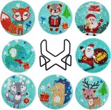 Set de 8 coastere cu suport pentru pictura cu diamante EVYIENEN, pluta /rasina/metal, 10 cm