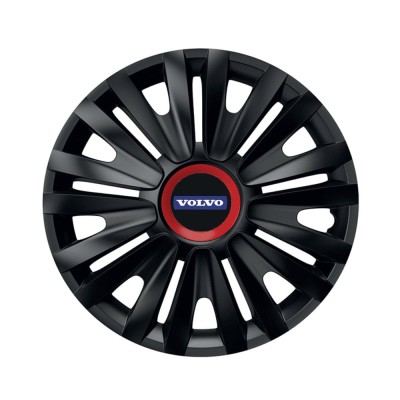 Set 4 capace roti Negre Cu Inel Rosu Royal pentru gama auto Volvo, R16 foto