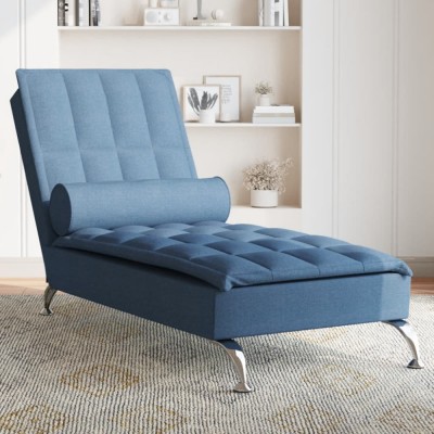Gossi sezlong de masaj cu sprijin, albastru, material textil foto