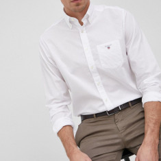 Gant camasa barbati, culoarea alb, cu guler button-down, regular