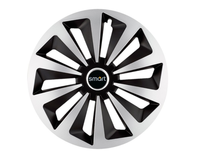 Set 4 capace roti Fox Gri-Negru R15 pentru gama auto Smart