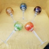 5 PAHARE DIN CRISTAL COLORAT PENTRU SERVIT VIN- POLONIA ANII 80