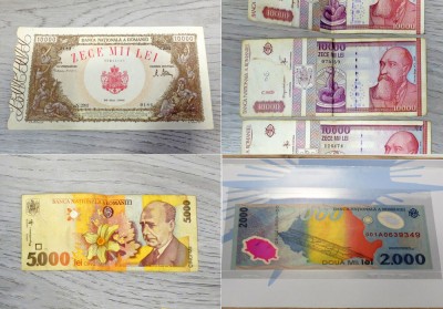 Colecție bancnote vechi-noi, 1946-1999, 10000 lei, 5000 lei, 2000 lei foto