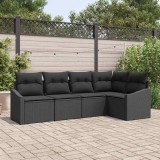 VidaXL Set de canapele pentru grădină 5 pcs Negru Rattan poli
