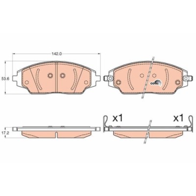 Placute frana Chevrolet Aveo Liftback (T300), Aveo Saloon (T300), 1.2, 1.2 LPG, 1.3 D, 1.4, 1.6, punte fata, pregatit pentru senzor uzura; TRW foto