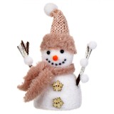 Ornament Brad Crăciun, Om de Zăpadă, Spumă, Cu Fular și Căciulă Blană Roz, 14cm, Alb, Oem