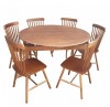 Set Masa Dining MP Geo, Lemn Masiv Nuc, Extensibila 130(184) cm + 6 Scaune Tapitate, Modern