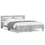 Cumpara ieftin Cadru de pat cu tablie gri beton 140x200 cm lemn prelucrat