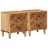 vidaXL Noptieră 2 pcs Maro 40 x 33,5 x 46 cm Lemn de mango solid 4018915