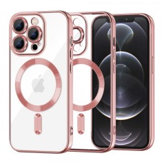 Husa MagSafe pentru Apple iPhone 12 Pro, Techsuit, Luxury Crystal, Roz