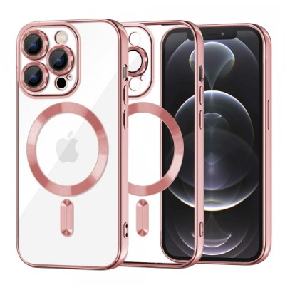 Husa MagSafe pentru Apple iPhone 12 Pro, Techsuit, Luxury Crystal, Roz foto