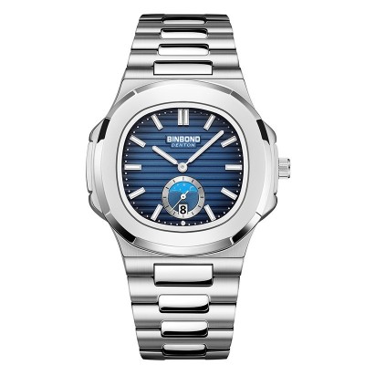 Ceas barbatesc, BinBond, Analog, Casual, Quartz, Elegant, Business, Argintiu Albastru foto