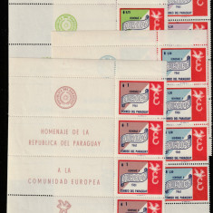 Paraguay 1961-C.E.P.T.1958,Europa Unita,serie 4x7 val.dantelate,nest.Mi.986-992