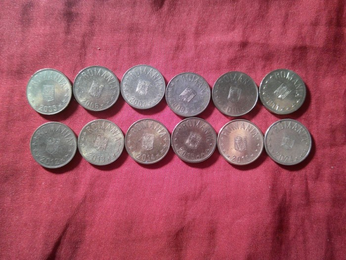 12 Monede 1 Ban 2005-2024 cal. Buna - AUNC - NC