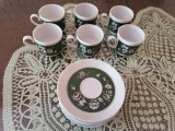 3 seturi de 6 cești și farfuriuțe porțelan cafea vintage, Romania