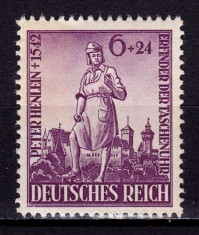 ✅ ( S47 ) Germania Reich 1942 &quot; Peter Henlein - 400 ani m. - inventatorul ceasului de buzunar &quot; serie completa Michel 819, MNH