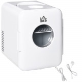 HOMCOM Mini-frigider de 4L/6 cutii, Racitor si incalzitor portabil AC+DC pentru produse de ingrijire a tenului, machiaje | Aosom Romania