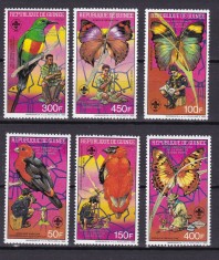 Guineea 1988 fauna pasari si fluturi MI 1208-1213 MNH