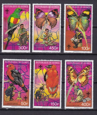 Guineea 1988 fauna pasari si fluturi MI 1208-1213 MNH foto