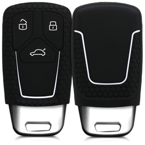 Husa Cheie Auto pentru Audi, 3 Butoane, Keyless Go, Silicon, Negru, 43623.47