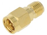 Adaptor SMA mamă din alamă, mat, cu conexiuni pe ambele părţi