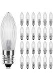 25 x becuri LED E10, 0.2 W, alb cald 2300 K, 20 lm, bec E10 &icirc;n formă de lum&acirc;nare ondulată pentru Arc