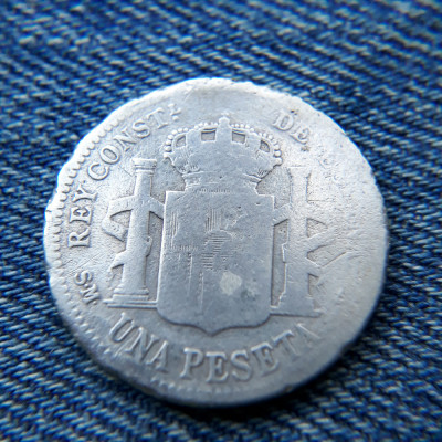 1Q - 1 Peseta 1904 Spania argint / Alfonso XIII foto