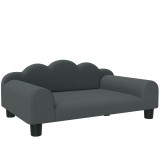 PawHut Canapea pentru C&acirc;ini, Lemn &amp; French Terry, 66x42x28.5 cm, Gri &Icirc;nchis - Confortabil pentru Talie Mică