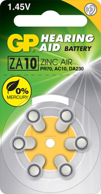 Baterie GP Batteries, aparat auditiv (ZA10) 1.45V zinc-aer, blister 6 buc. foto